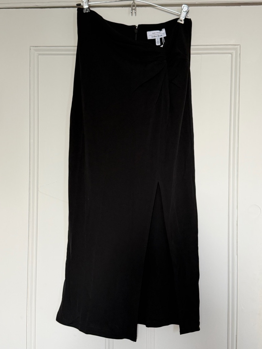 & Other Stories Black Midi Skirt with Front Slit